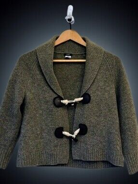 🍂Vintage J. CREW Brown Lambs Wool / Cashmere Toggle Sweater